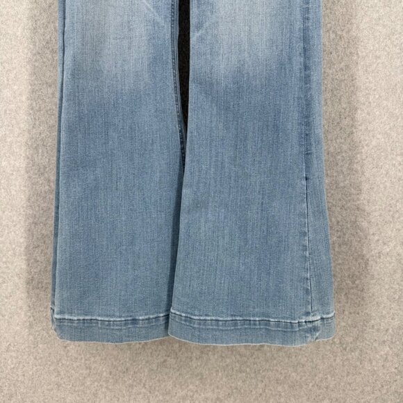 Express Womens Flare Leg Mid Rise Jeans Size 4 Light Wash Denim Perfect Lift EUC - Picture 4 of 14
